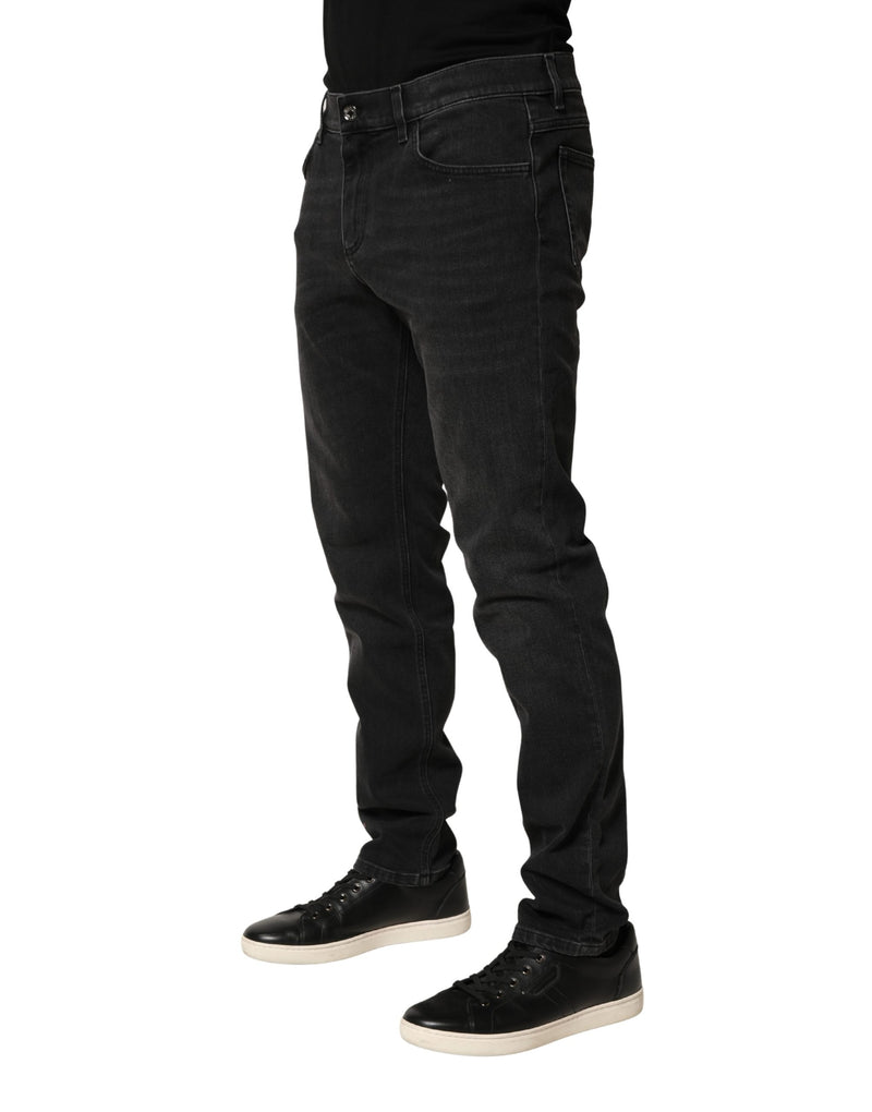 Jean en denim skinny coupe classique extensible en coton noir Dolce & Gabbana