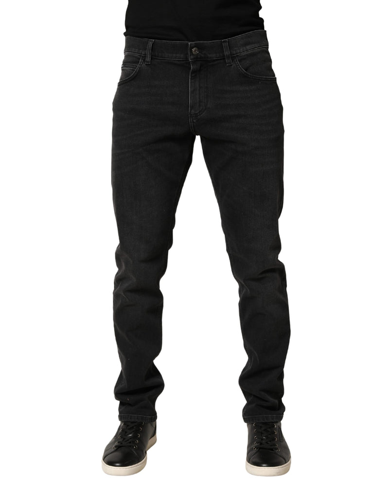 Jean en denim skinny coupe classique extensible en coton noir Dolce & Gabbana