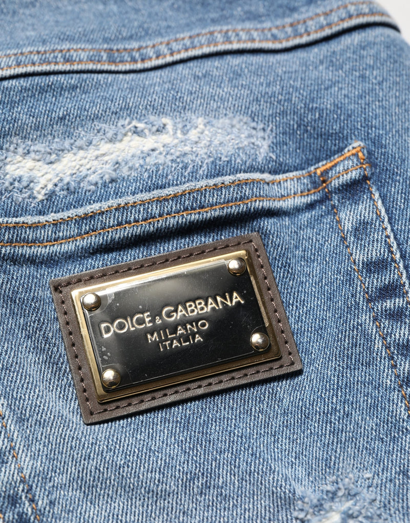 Bermuda en denim délavé bleu en coton Dolce & Gabbana