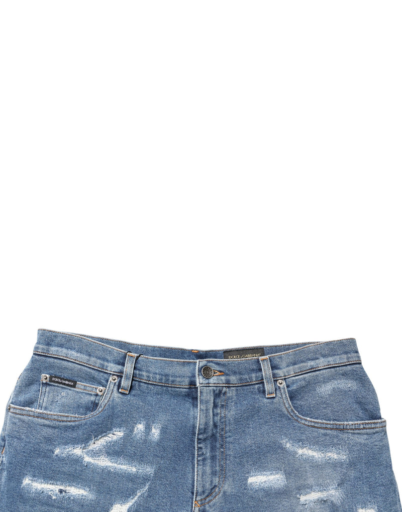 Bermuda en denim délavé bleu en coton Dolce & Gabbana