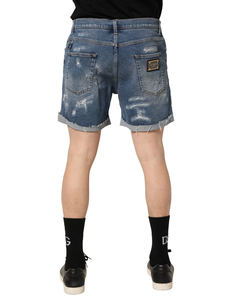 Bermuda en denim délavé bleu en coton Dolce & Gabbana