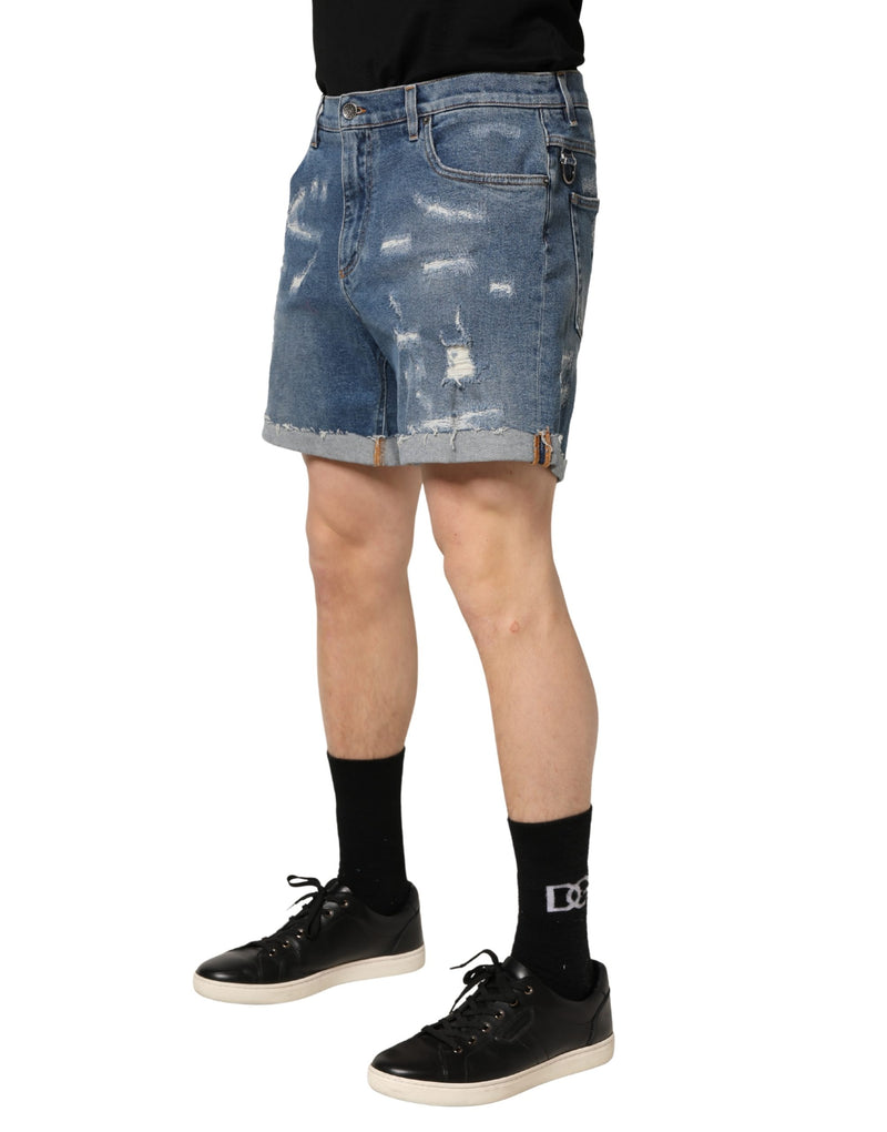 Bermuda en denim délavé bleu en coton Dolce & Gabbana