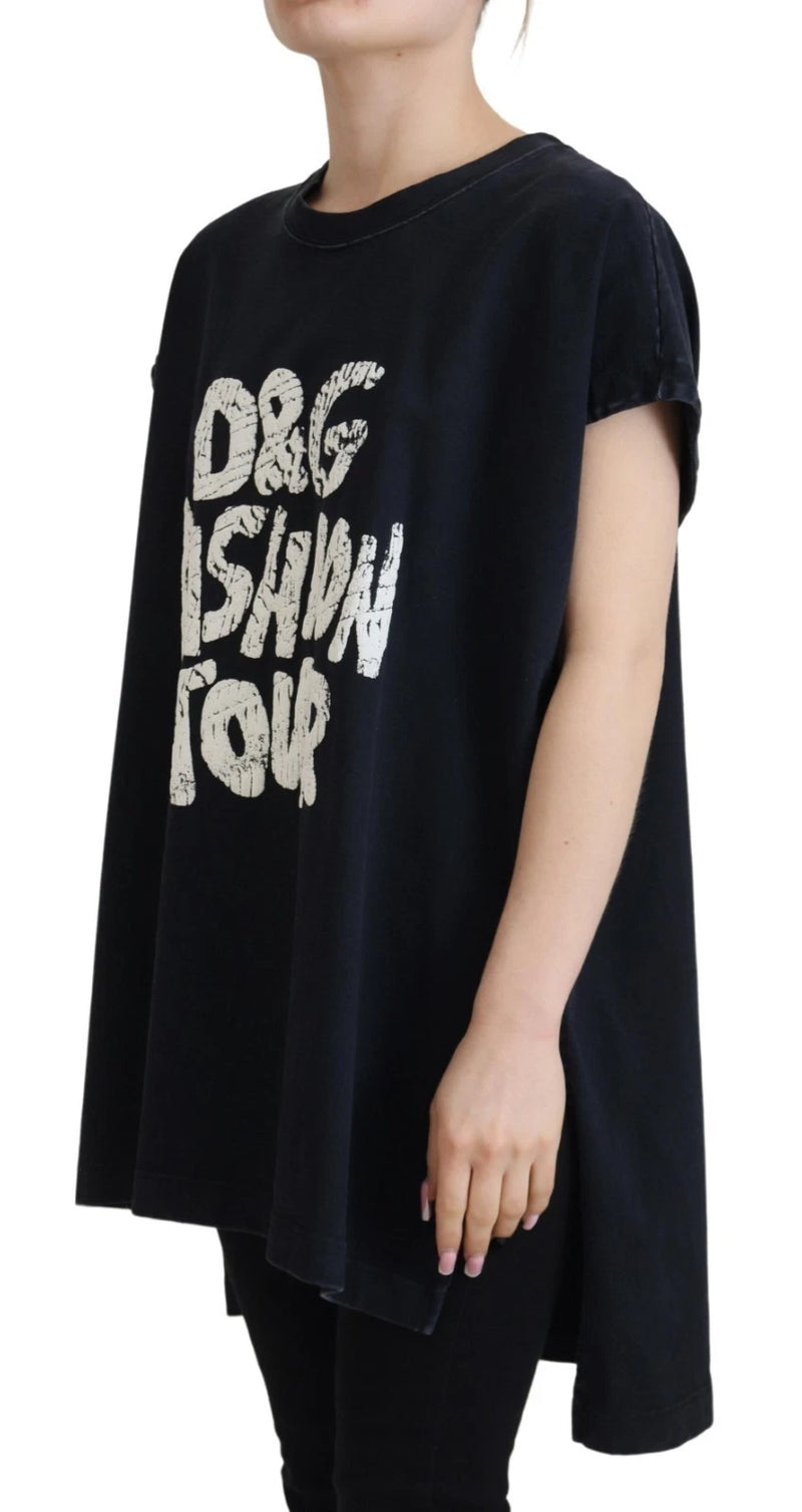 Dolce & Gabbana Black D&G Fashion Round Neck Cotton T-shirt
