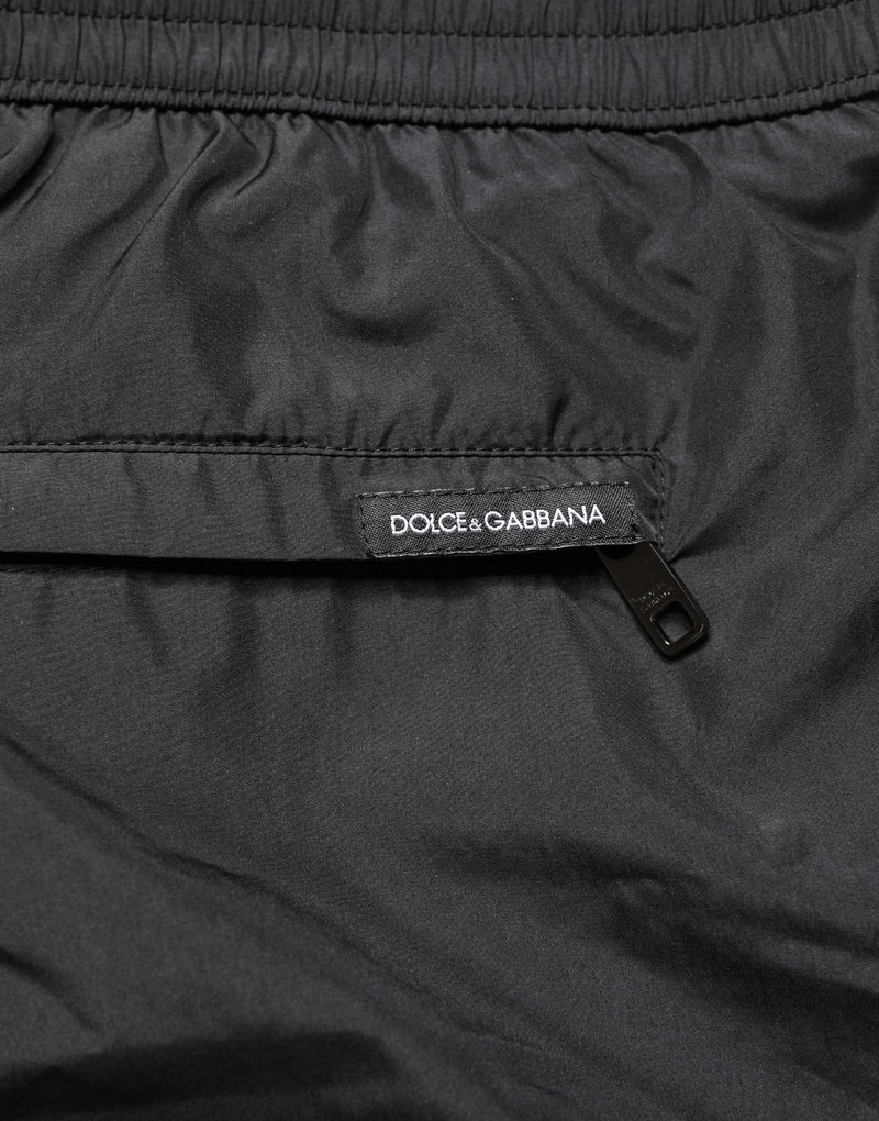 Shorts de banho masculinos Dolce & Gabbana em poliéster preto com cordão