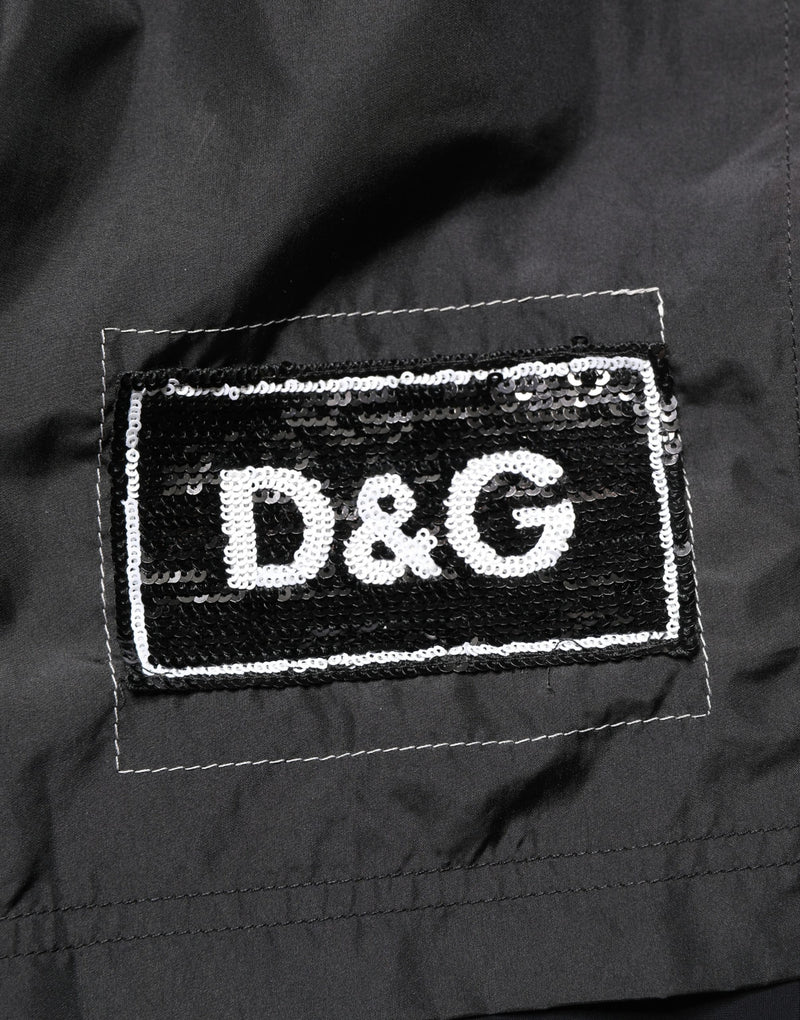 Shorts de banho masculinos Dolce & Gabbana em poliéster preto com cordão