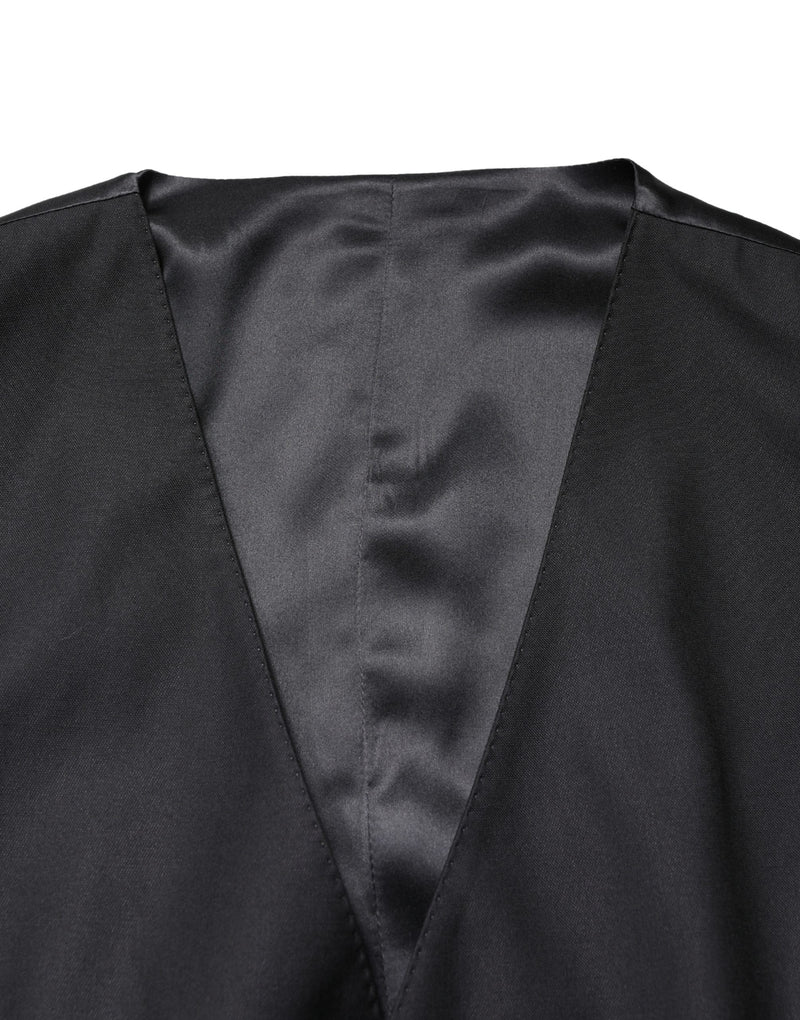 Gilet de costume noir Dolce & Gabbana en laine, à boutonnage simple, pour homme
