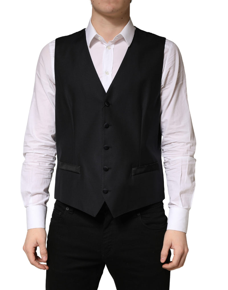 Dolce & Gabbana gilet monopetto da uomo in lana nera
