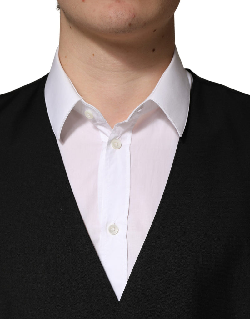 Dolce & Gabbana gilet monopetto da uomo in lana nera