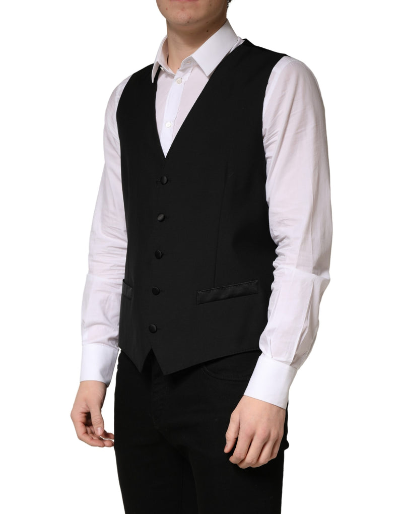 Dolce & Gabbana gilet monopetto da uomo in lana nera