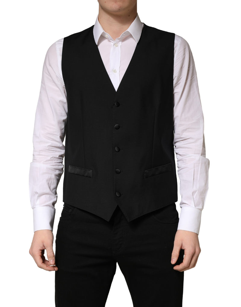 Dolce & Gabbana gilet monopetto da uomo in lana nera