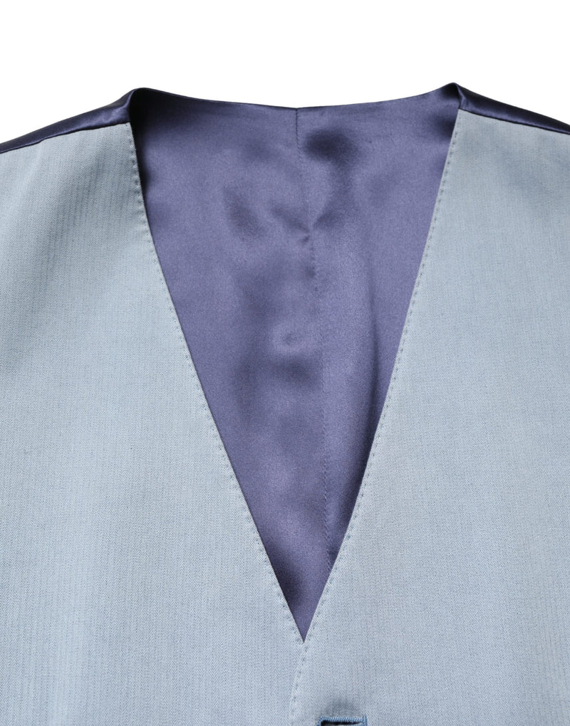 Gilet pour homme gris en laine à boutonnage simple Dolce & Gabbana
