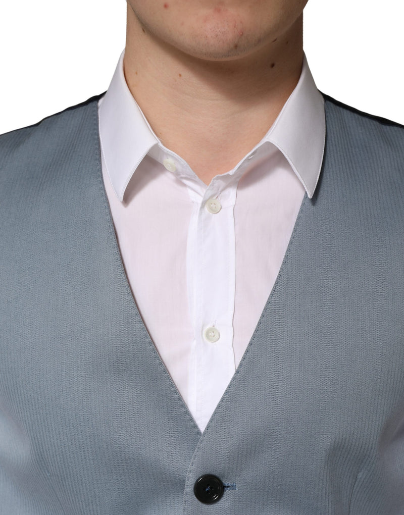 Gilet pour homme gris en laine à boutonnage simple Dolce & Gabbana