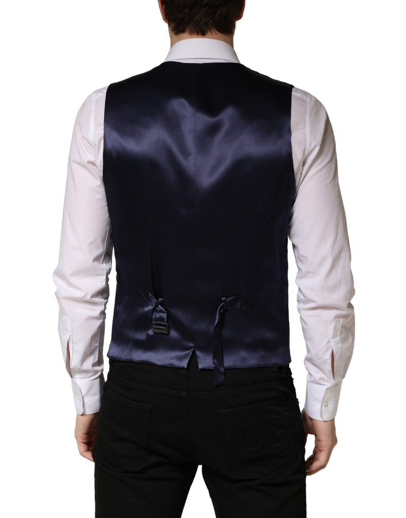 Gilet pour homme gris en laine à boutonnage simple Dolce & Gabbana