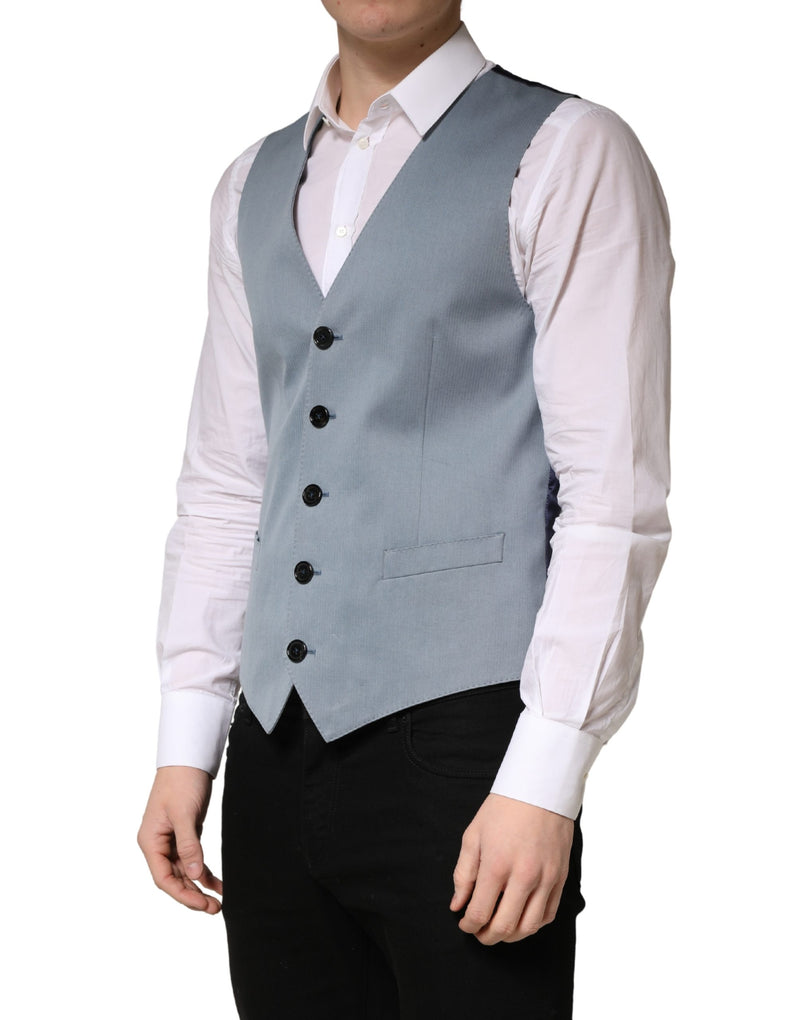 Gilet pour homme gris en laine à boutonnage simple Dolce & Gabbana
