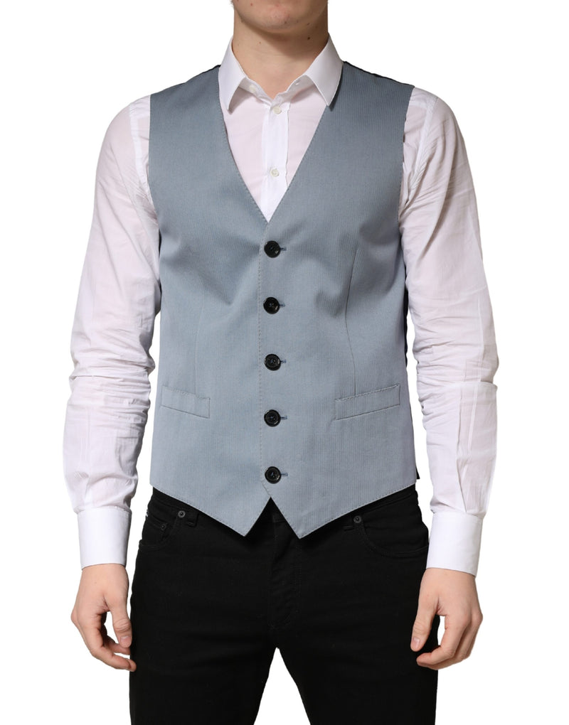 Gilet pour homme gris en laine à boutonnage simple Dolce & Gabbana