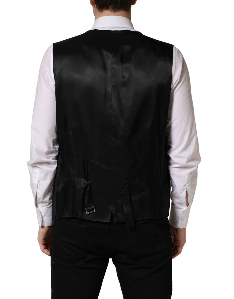 Chaleco sastre negro de lana de botonadura sencilla de Dolce & Gabbana