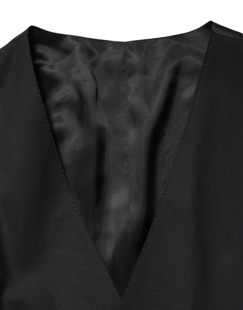 Chaleco sastre negro de lana de botonadura sencilla de Dolce & Gabbana