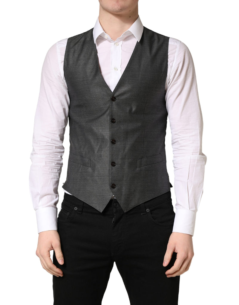 Gilet habillé en laine gris foncé Dolce & Gabbana