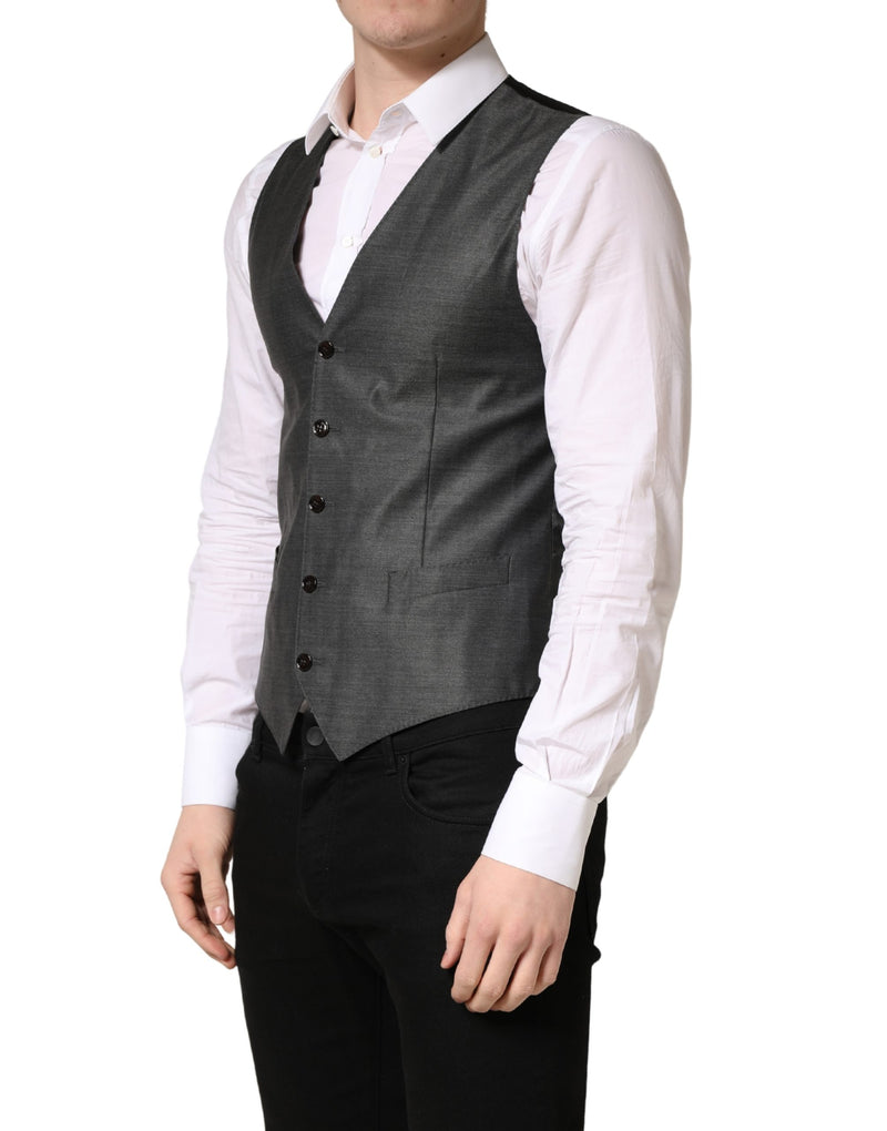 Gilet habillé en laine gris foncé Dolce & Gabbana