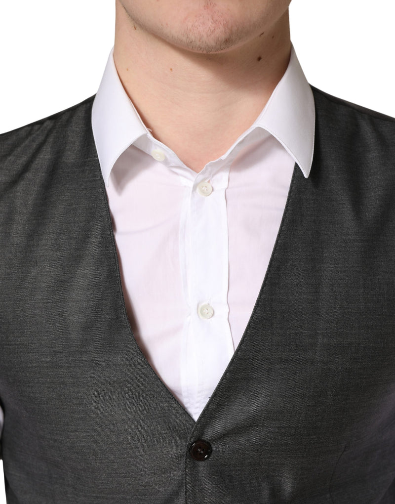 Gilet habillé en laine gris foncé Dolce & Gabbana