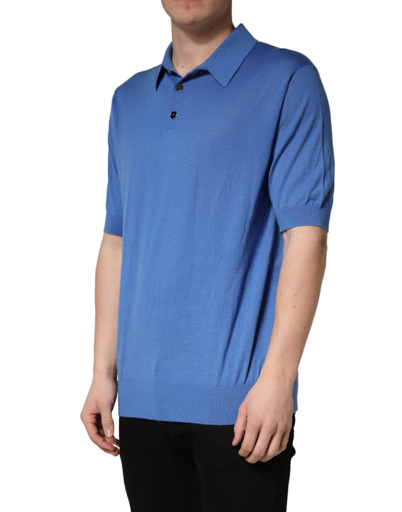 Dolce & Gabbana Blue Cashmere Short Sleeves Polo  T-shirt