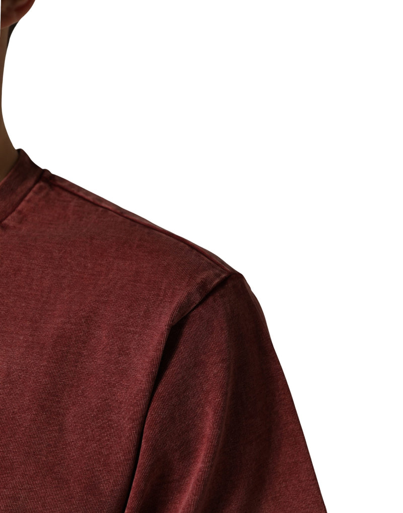 T-shirt bordeaux imprimé à col rond et manches courtes Dolce & Gabbana