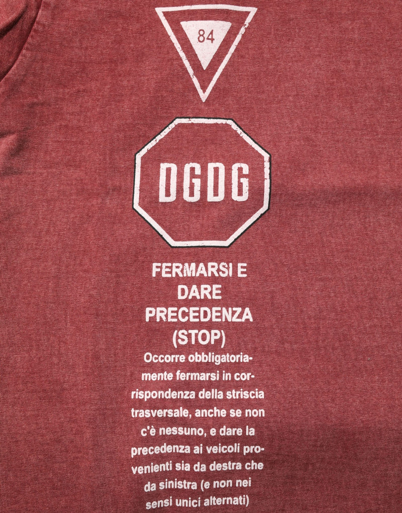 T-shirt bordeaux imprimé à col rond et manches courtes Dolce & Gabbana
