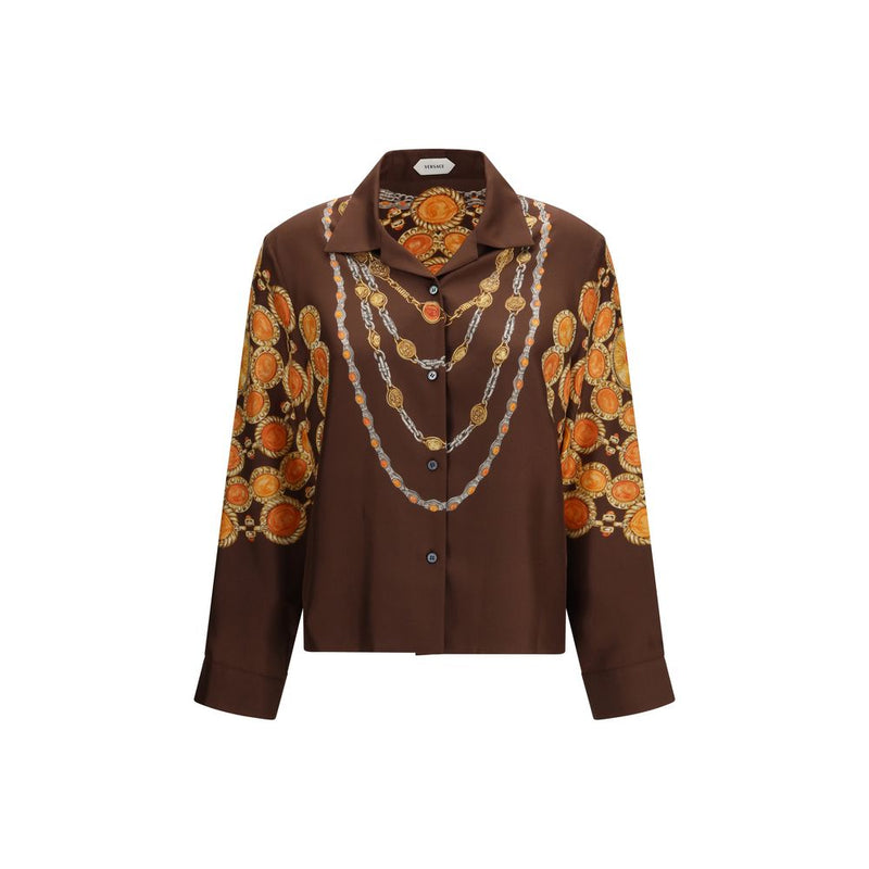 Versace Brown Fabric Pattern Shirt