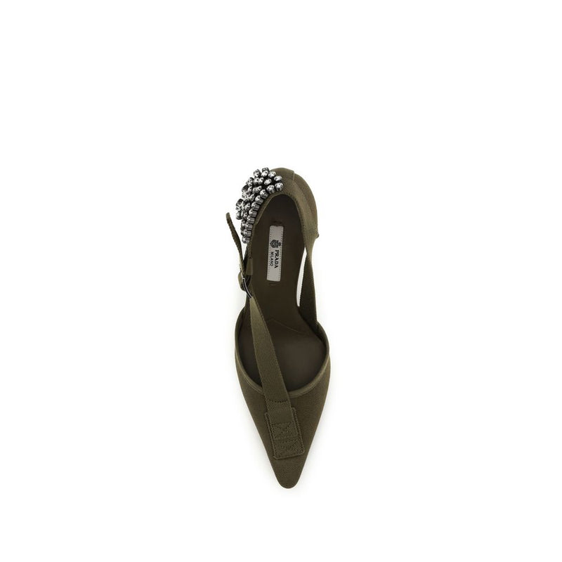 Prada Bicolor Cotton High Heel Pumps
