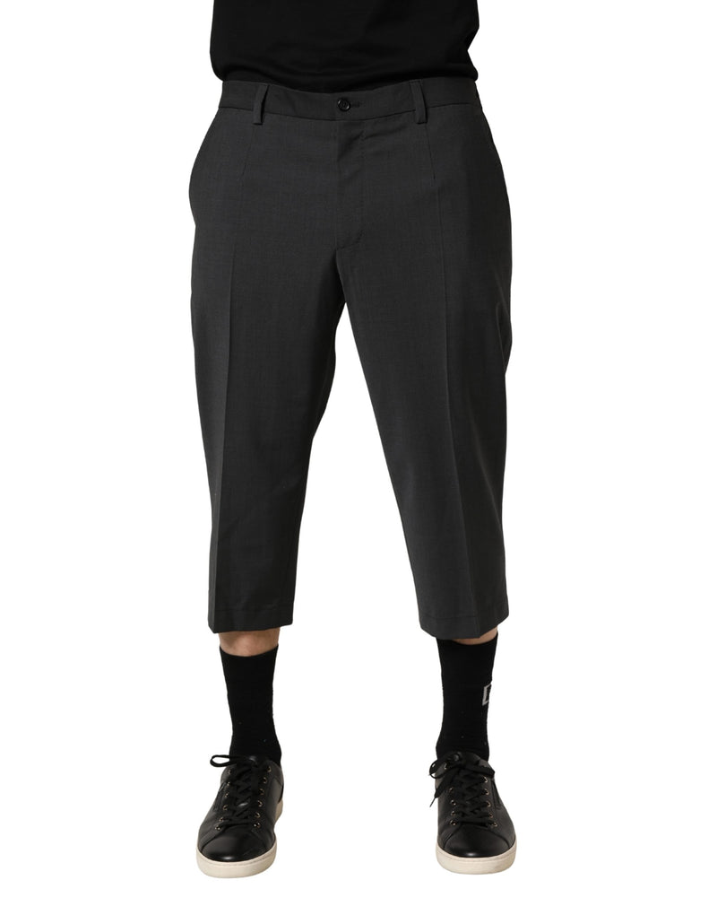 Pantalon chino raccourci en laine gris foncé Dolce & Gabbana
