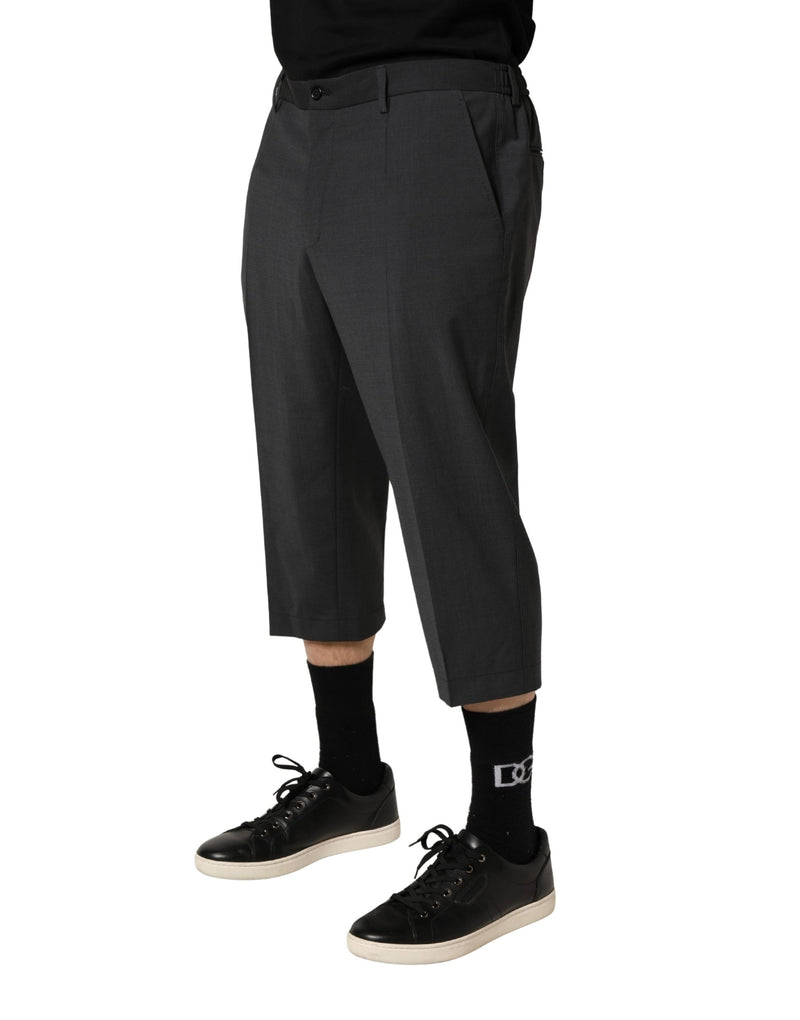Pantalon chino raccourci en laine gris foncé Dolce & Gabbana