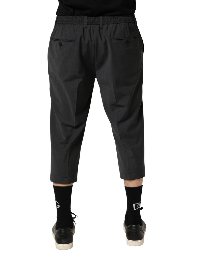 Pantalon chino raccourci en laine gris foncé Dolce & Gabbana