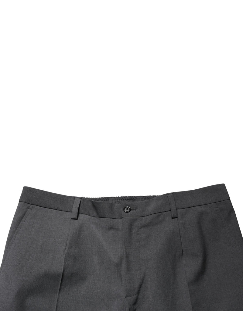 Pantalon chino raccourci en laine gris foncé Dolce & Gabbana