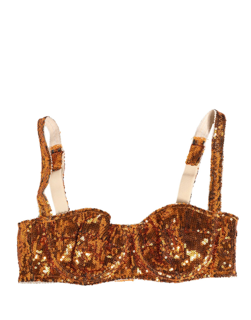 Reggiseno a balconcino in Nyon con paillettes dorate Dolce & Gabbana