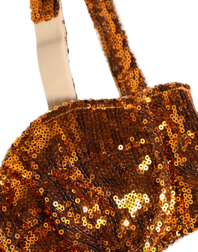 Reggiseno a balconcino in Nyon con paillettes dorate Dolce & Gabbana