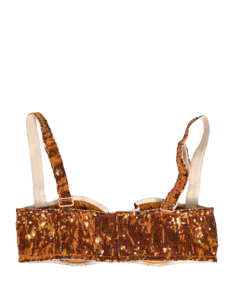 Reggiseno a balconcino in Nyon con paillettes dorate Dolce & Gabbana