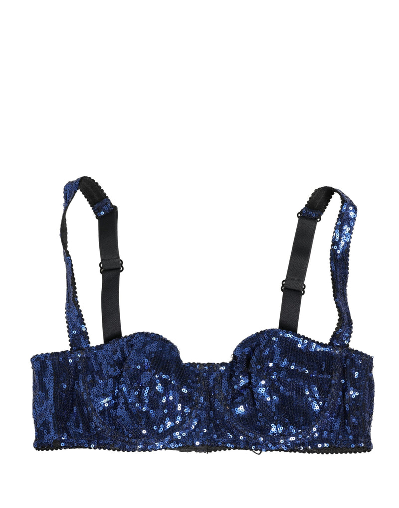 Sujetador balconette Dolce & Gabbana de nailon azul con lentejuelas
