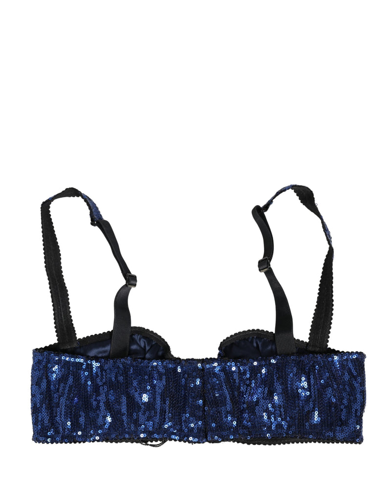 Sujetador balconette Dolce & Gabbana de nailon azul con lentejuelas