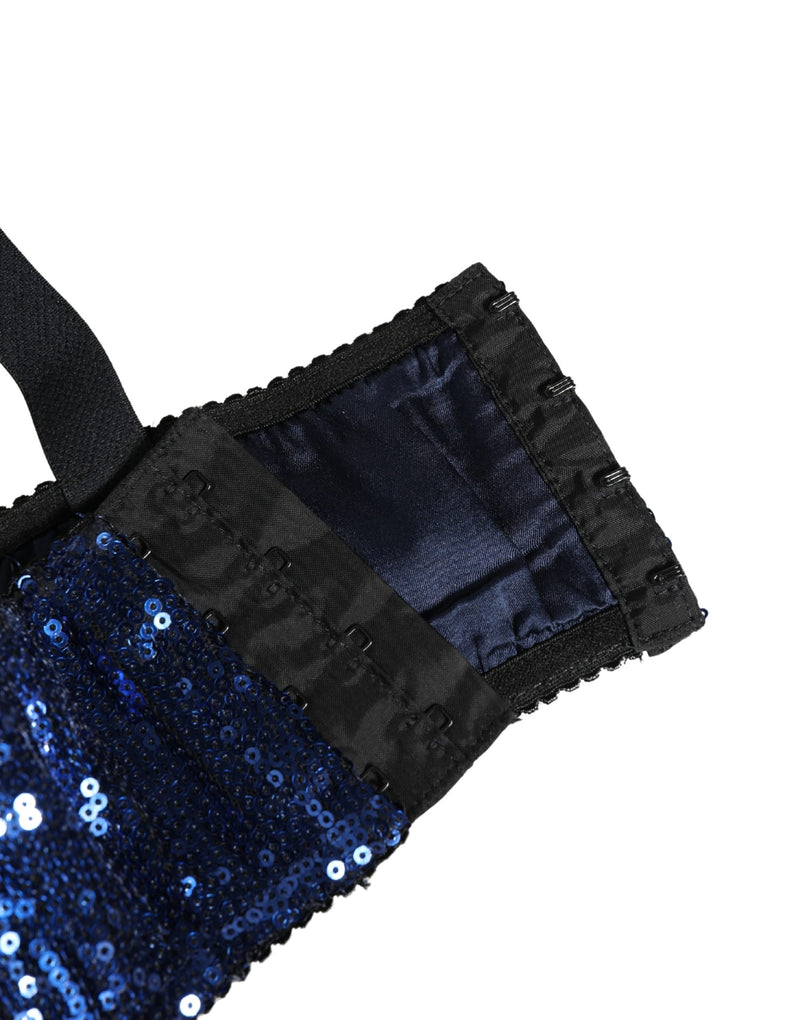 Sujetador balconette Dolce & Gabbana de nailon azul con lentejuelas