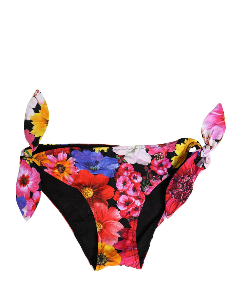 Braguita de bikini negra con estampado floral de Dolce & Gabbana