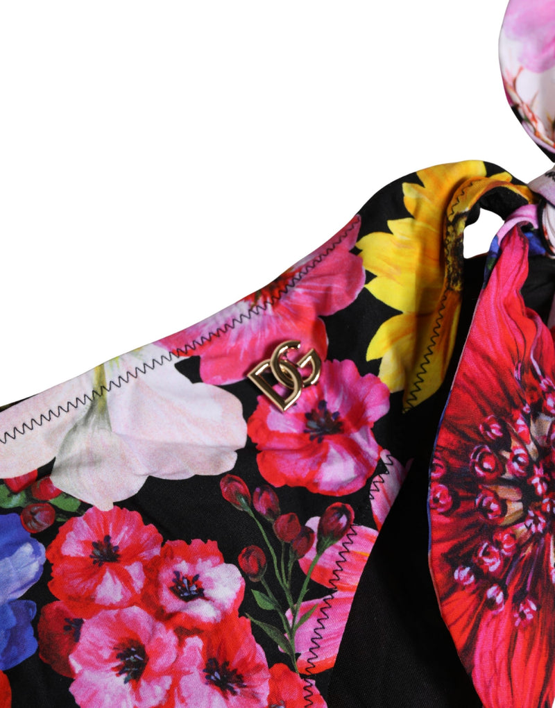 Braguita de bikini negra con estampado floral de Dolce & Gabbana