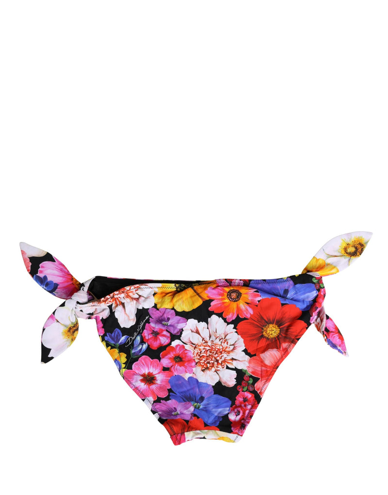 Braguita de bikini negra con estampado floral de Dolce & Gabbana