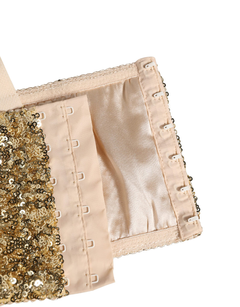 Reggiseno con ferretto e coppe semimbottite dorato con paillettes Dolce & Gabbana
