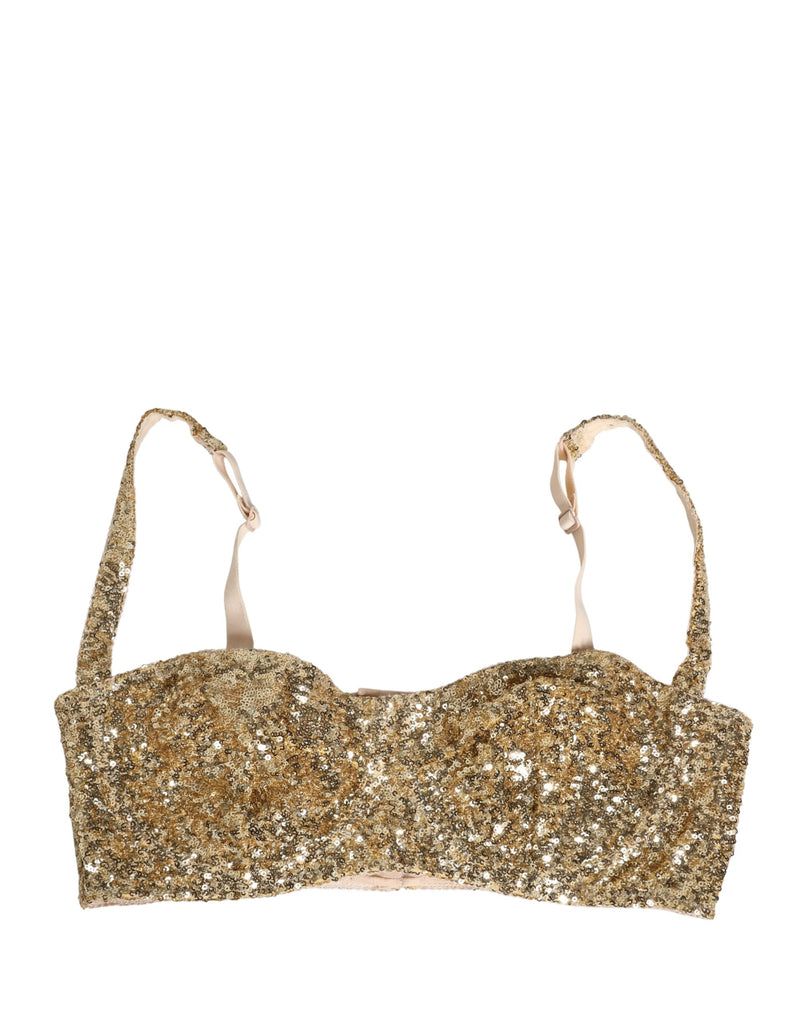 Reggiseno con ferretto e coppe semimbottite dorato con paillettes Dolce & Gabbana