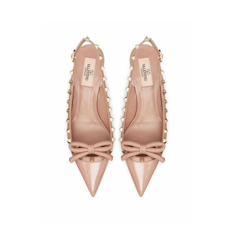 Valentino Garavani Beige Calfskin Mid Heel Pumps