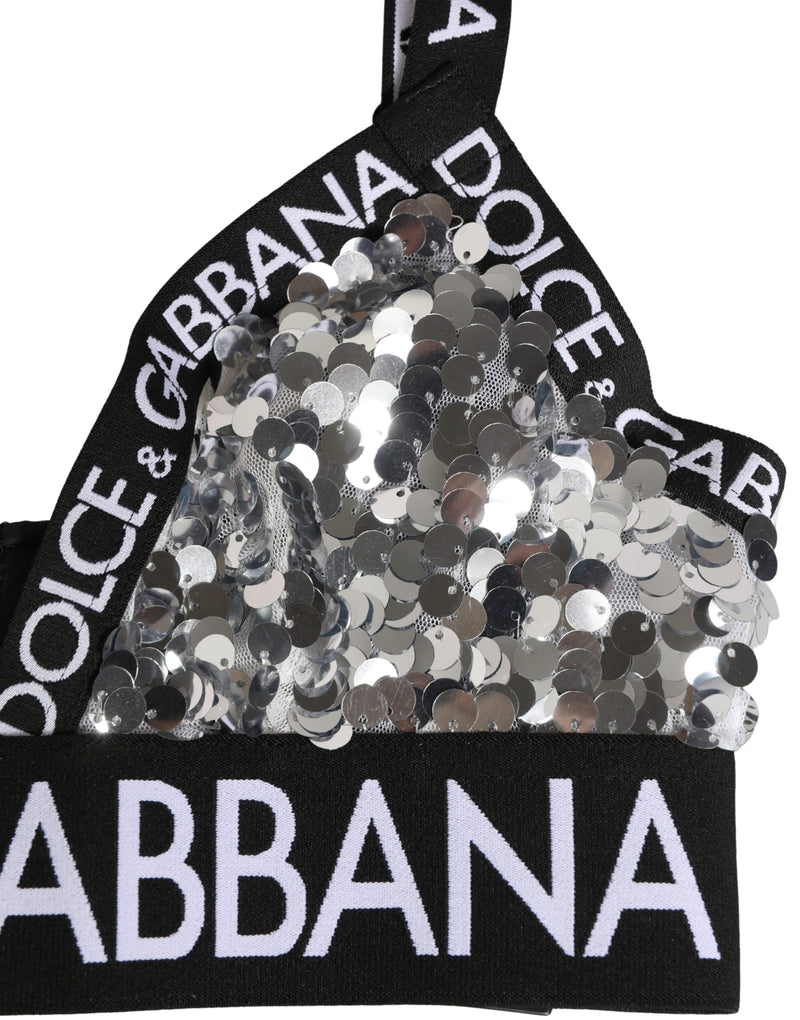 Soutien-gorge à bonnets souples triangulaires à sequins argentés Dolce & Gabbana
