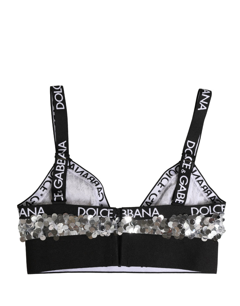 Soutien-gorge à bonnets souples triangulaires à sequins argentés Dolce & Gabbana