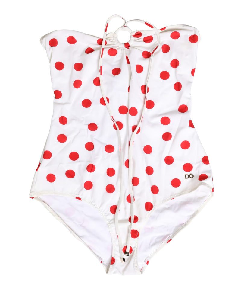 Bañador de una pieza blanco con lunares Dolce & Gabbana
