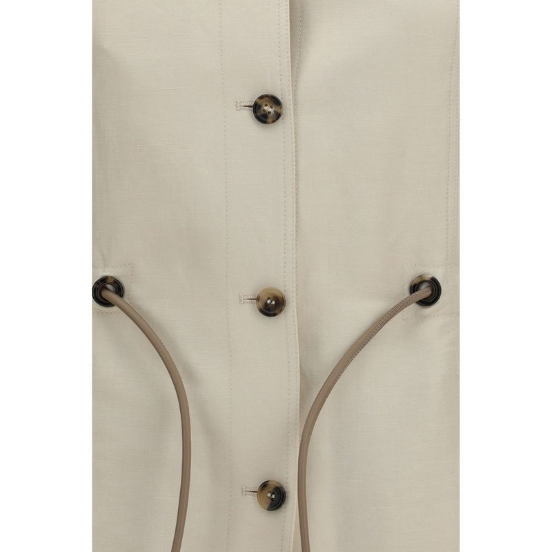 Max Mara Beige Linen Full-Length Jacket