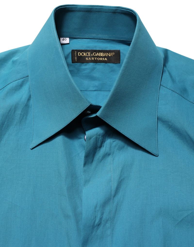 Camicia blu a maniche lunghe in cotone SARTORIA Dolce & Gabbana